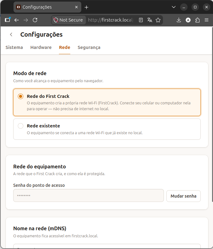 Configuração de rede do First Crack em modo Access Point